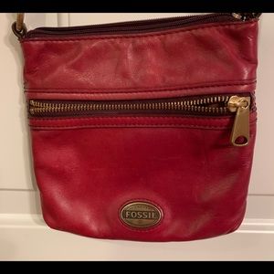 Fossil red crossbody purse
